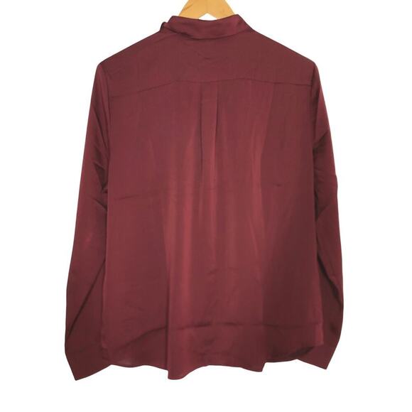 J. Crew Factory Drapey Top Satin Button Up Top Vintage Burgundy NWT M - Picture 4 of 9